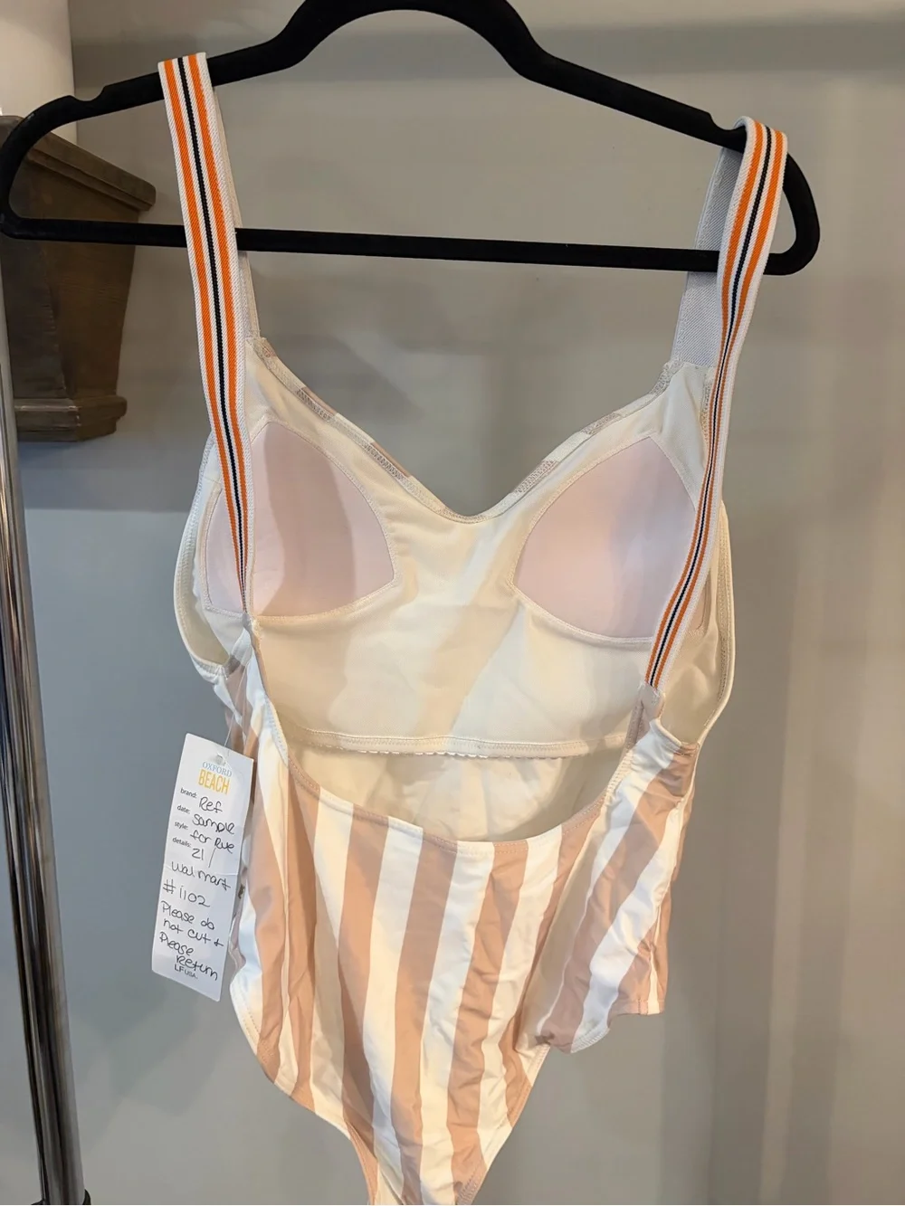 NWT ✨ Rye major Hotty Cream and Beige Striped One-Piece swimsuit size small
